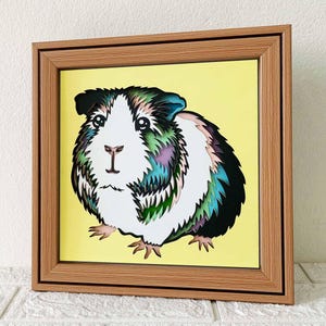 Boîte 3D Shadow Box cochon d'Inde / Papercut coloré cochon d'Inde / Memorial pour animaux de compagnie Cricut / Animal 3D papier cartonné en couches SVG / pour Cricut / pour Silhouette