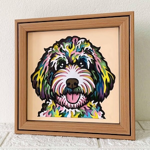 Labradoodle 3D Shadow Box SVG/ 3D Dog Papercut/ Arte di carta colorata per cani/ Cartoncino a strati 3D/ Regalo commemorativo per animali domestici/ Per Cricut/ Per Silhouette