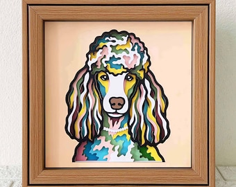 Colorful Poodle 3D Shadow Box SVG, Layered Dog Papercut Art (Digital Download)