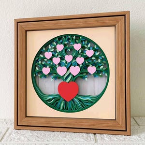 Caja de sombras de árbol genealógico 3D personalizada/ Mandala de árbol genealógico SVG/ Árbol de la vida personalizado/ Regalo de reunión familiar/ Para Cricut/ Láser multicapa