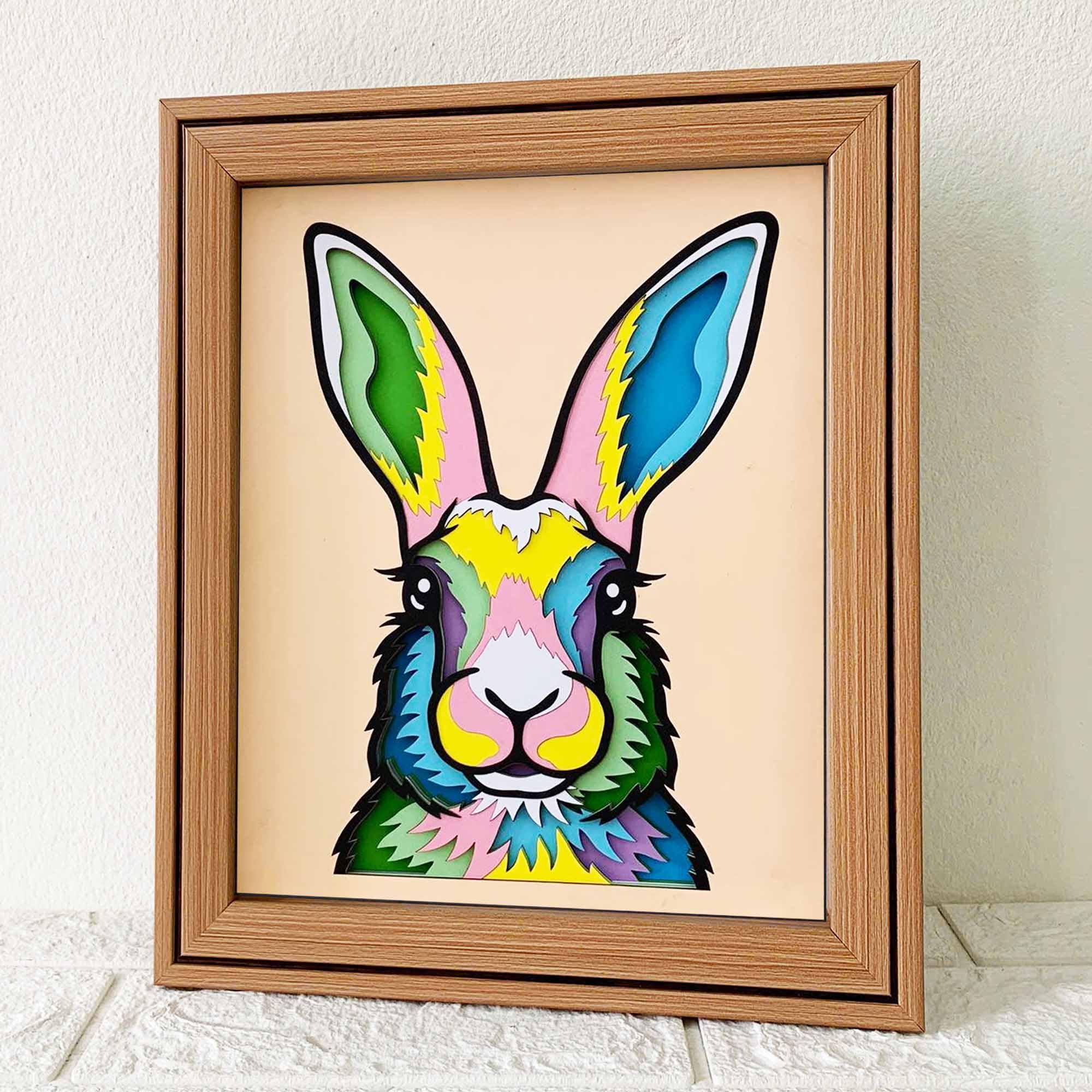 Rabbit 3D Shadow Box SVG/ Colorful Rabbit Papercut Art/ Easter Day 3D Layer Cardstock/ Cricut SVG Spring Rabbit/ For Cricut/ For Silhouette