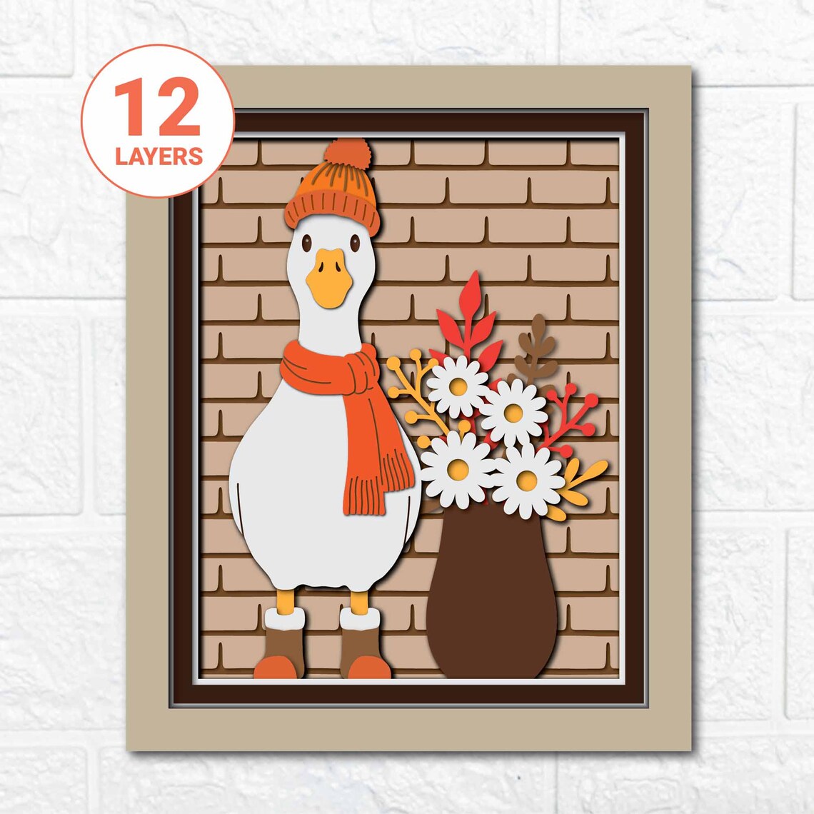 Cute Fall Goose 3D Shadow Box SVG/ 3D Fall Papercut Art/ Silly Goose ...