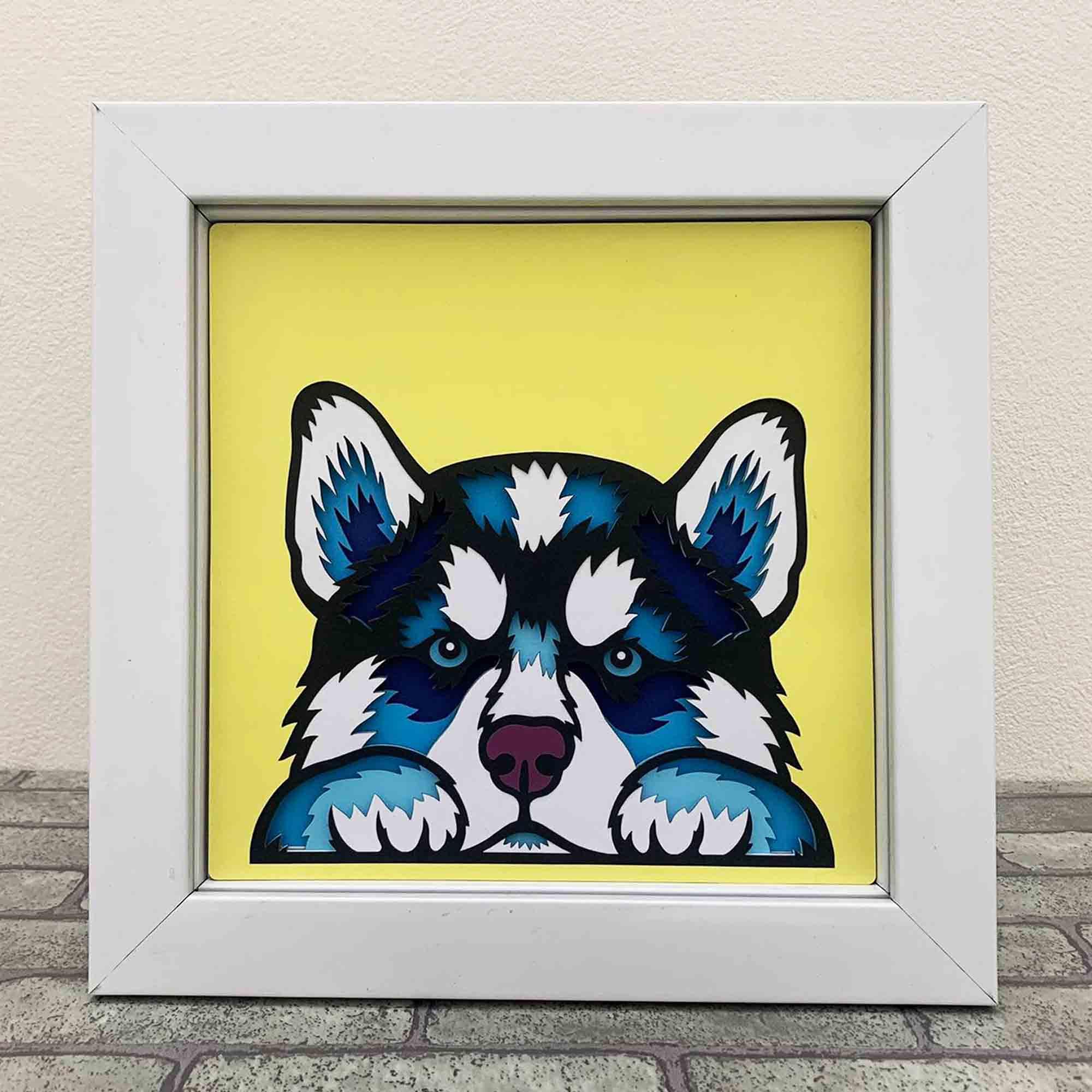 子犬の3Dシャドーボックス