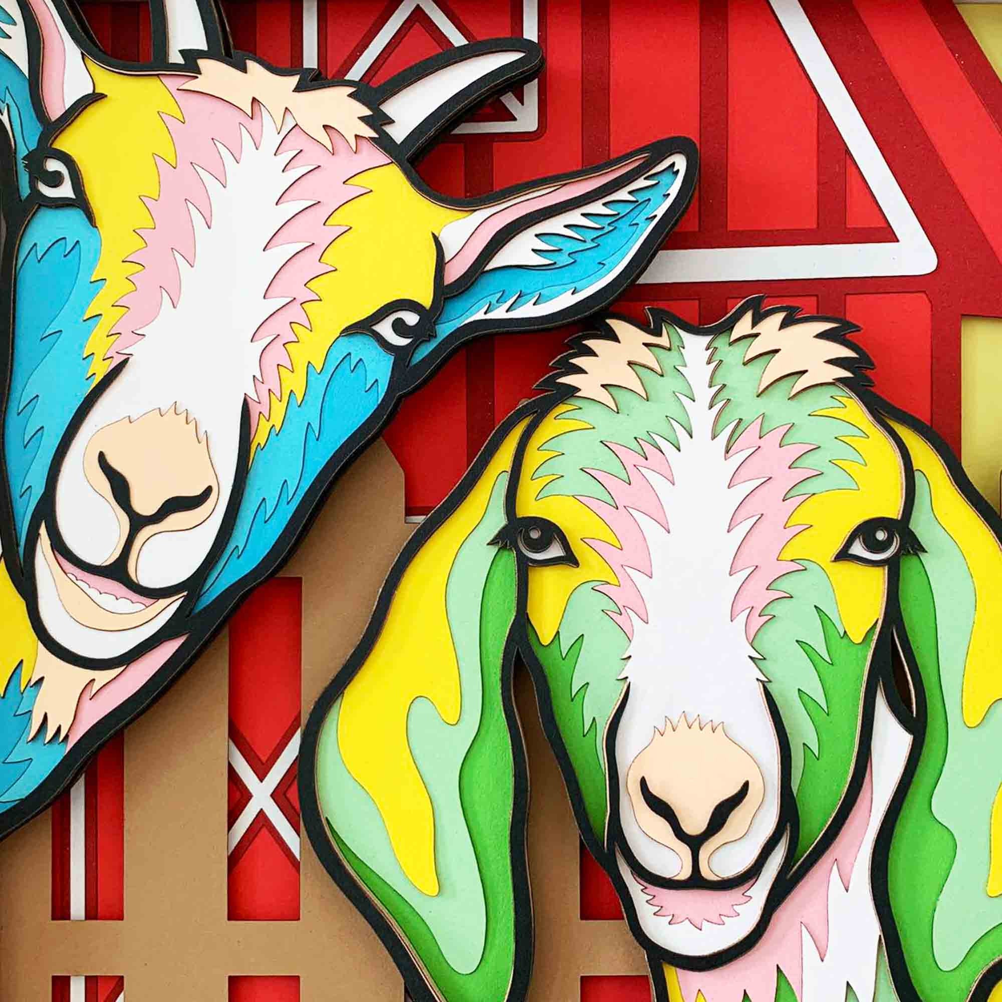 Goats 3d Sign Goats 3D Layered SVG for Cardstock/ Farmhouse Decoration/ Farm Animal ...
