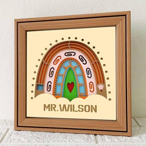Personalized Teacher Boho Rainbow Shadow Box/ Boho Rainbow 3D Layered SVG/ Teacher Appreciation 3D SVG/ Back To School/ SVG File For Cricut