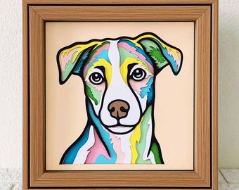 Jack Russell 3D Shadow Box SVG, Colorful Dog Papercut Craft (Digital Download)