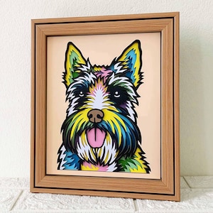 3D Shadow Box SVG Terrier écossais / Art coloré de découpe de papier chien / papier cartonné 3D couche de chien / cadeau commémoratif pour animaux de compagnie Cricut / pour Cricut / pour Silhouette