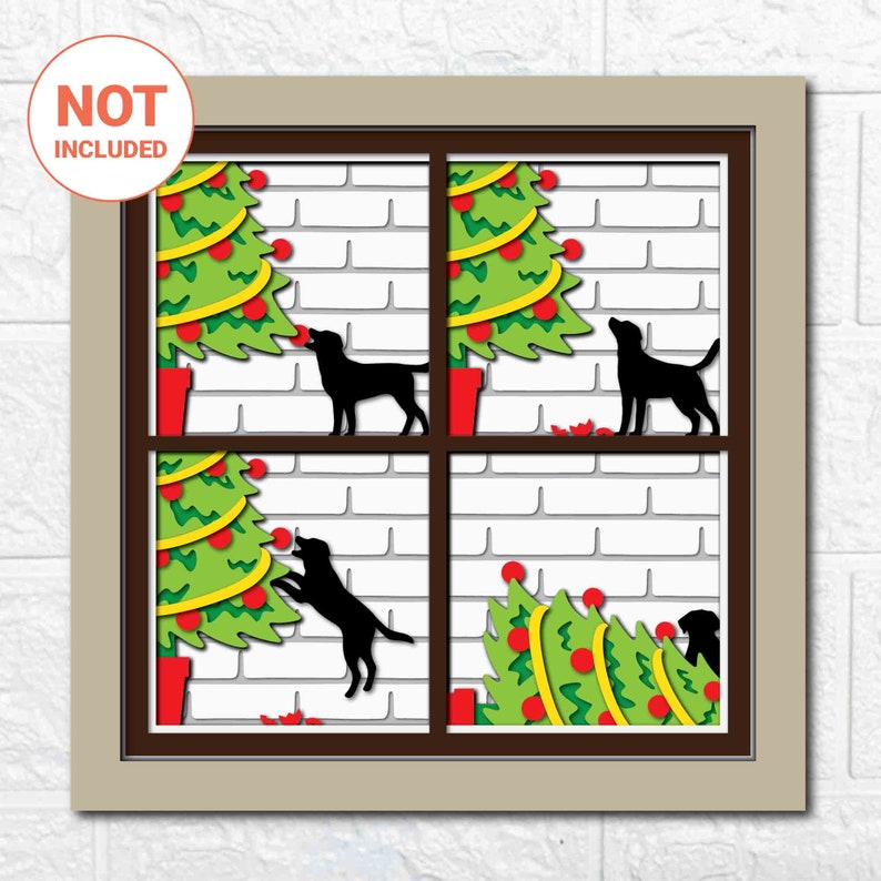 Katt som välter julgransskugglåda SVG/ Rolig kattjulklapp/ Jul Cricut-projekt/ 3D-lager SVG/ För Cricut/ För silhuett bild 5