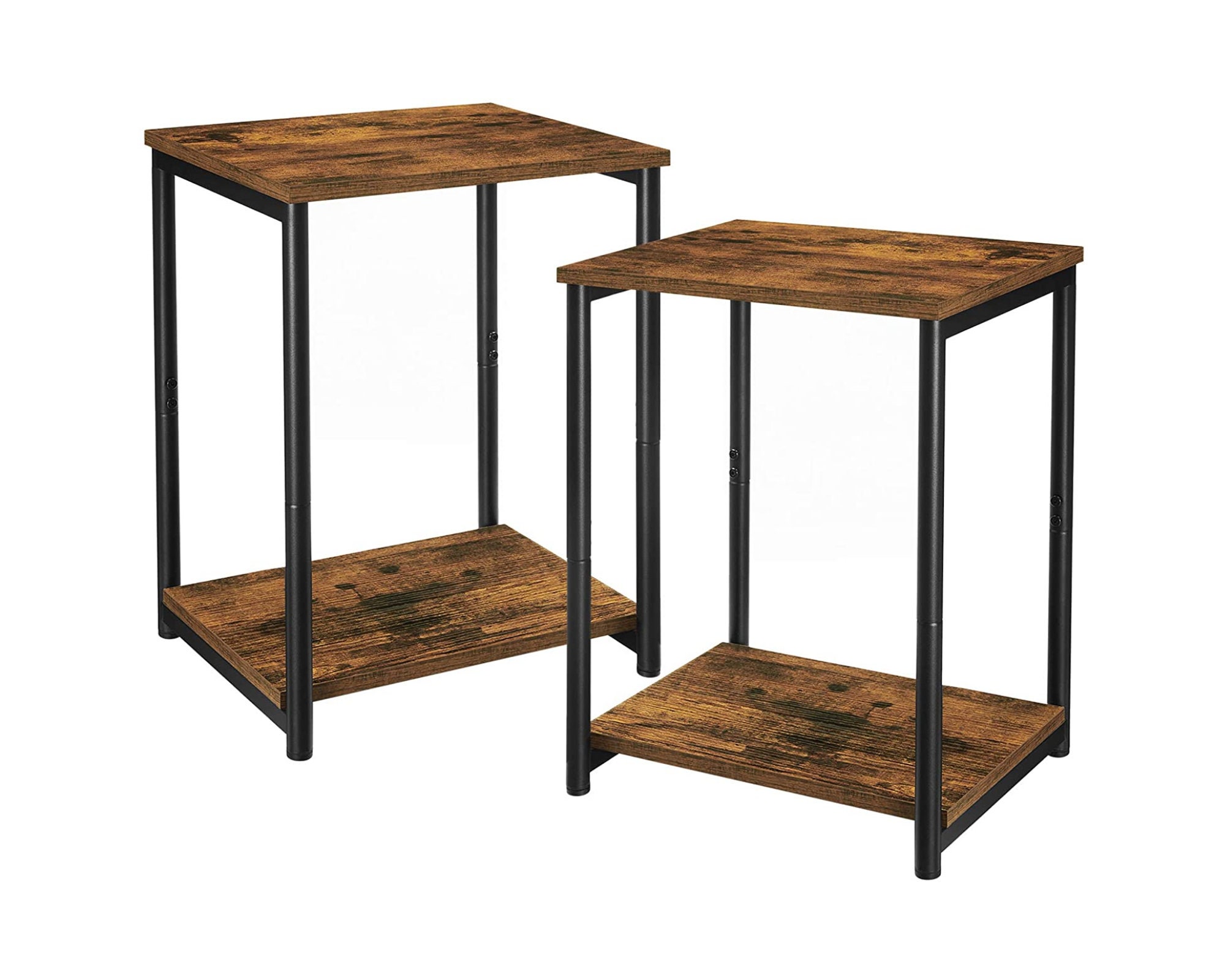 2 Tables de Chevet Rustique Meuble Nuit Table d'appoint Chambre Salon Basse Rangement Style Industri