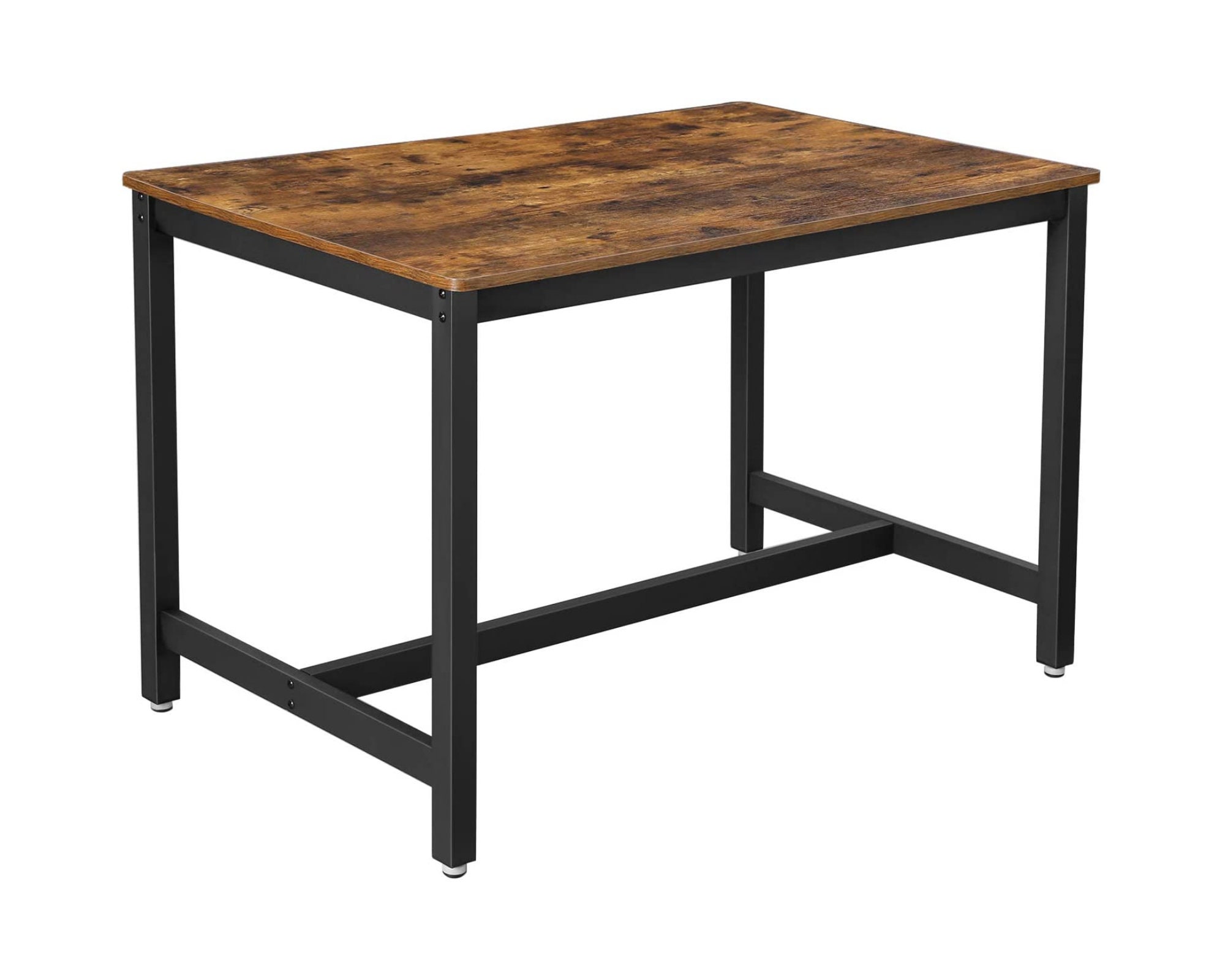 Table à Manger Dîner Style Industriel 4 Personnes Marron Rustique Pieds et Structure Métallique Acie