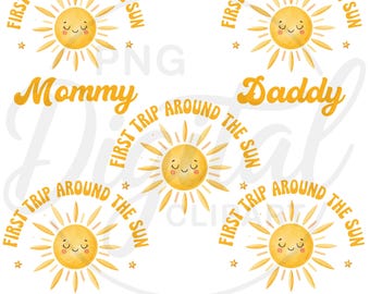 First Trip Around The Sun Birthday PNG: Matching Family (Digital Download)