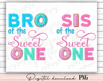 Donut Birthday PNG: Bro & Sis Design (Digital Download)