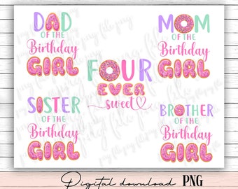 Donut 4th Birthday PNG: Four Ever Sweet Girl (Digital Download)