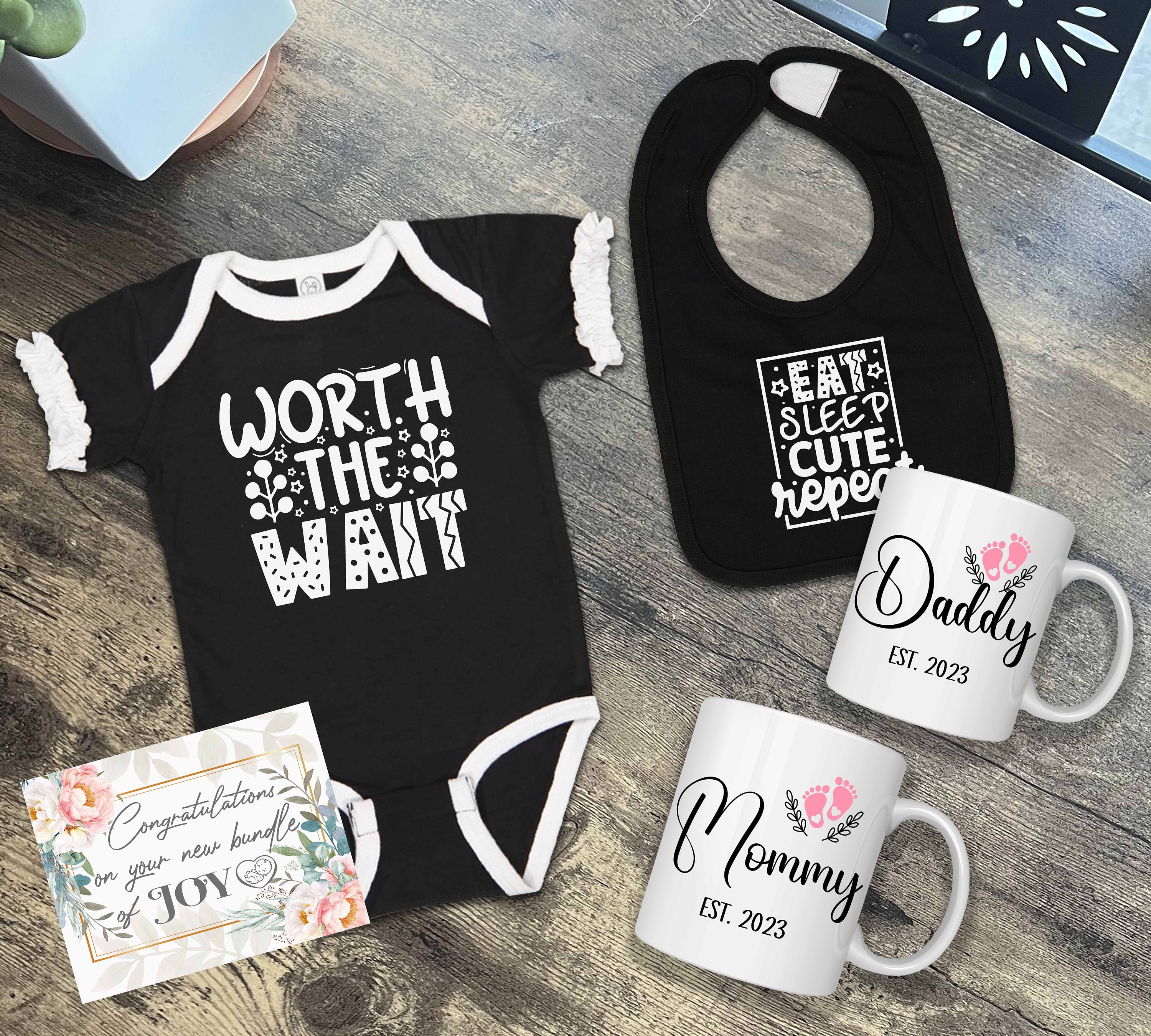Pregnancy Gifts Est 2023-New Parents Gift Set Pregnancy Announcement-First  Time New Mom Basket for Baby Shower Gender Reveal-Mom & Dad Mugs, Decision