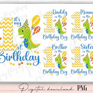 Dinosaur PNG, Dinosaur number 1, It&#39;s my 1st Birthday dinosaur, Family bundle png, Dinosaur 1st bday, family matching dinosaur 1st bday png