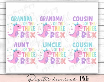 Girl Three Rex Birthday PNG: Dinosaur 3rd Birthday (Digital Download)