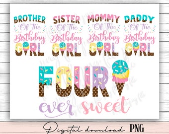 Four Ever Sweet png, Fourth Birthday ice cream birthday girl, 4th Birthday Girl digital download, 4th Birthday png, Pastel Birthday png p31