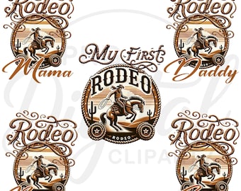 My First Rodeo Birthday PNG: Cowboy Western Design (Digital Download)