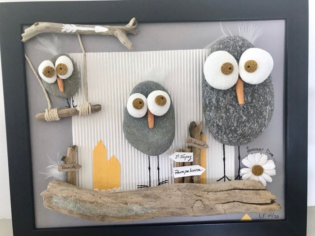 Tableaux Pierre et Bois Oiseaux/Hiboux