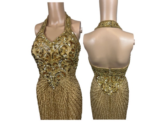 Vintage Mike Benet Formals //Gold Sequin/Beaded L… - image 1