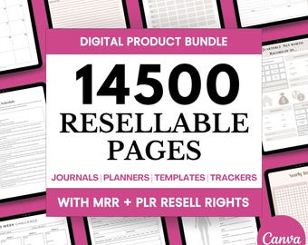 Done For You Planners Journals Trackers 14500 Pages Editable Downloads Canva Printables DIY PLR Products Master Resell Rights Edit MRR Files