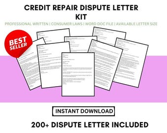 Bankruptcy Dispute Letter Credit Repair 200 Letters Included Collections Chargeoffs Late Payments Experian Equifax Transunion Dispute Letter