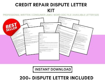 Collection Account Dispute Letter Kit 200 Letters Boost Credit Score Credit Repair Letters Fix Bad Credit Experian Equifax Transunion Letter