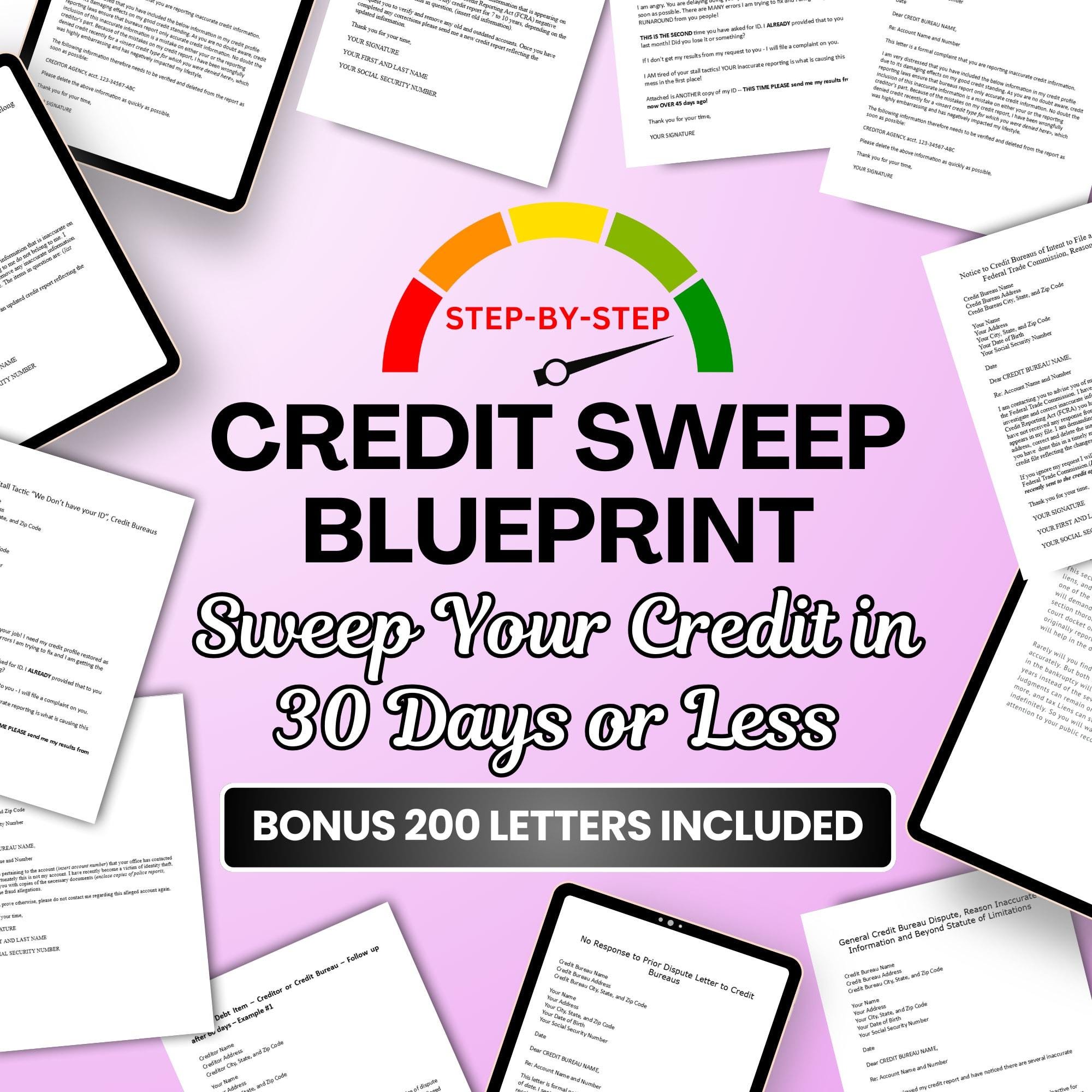 Credit Sweep Blueprint Remove Negative Items From Your Credit Report Credit Sweep Guide Download Editable Credit Repair 200 Letter Templates