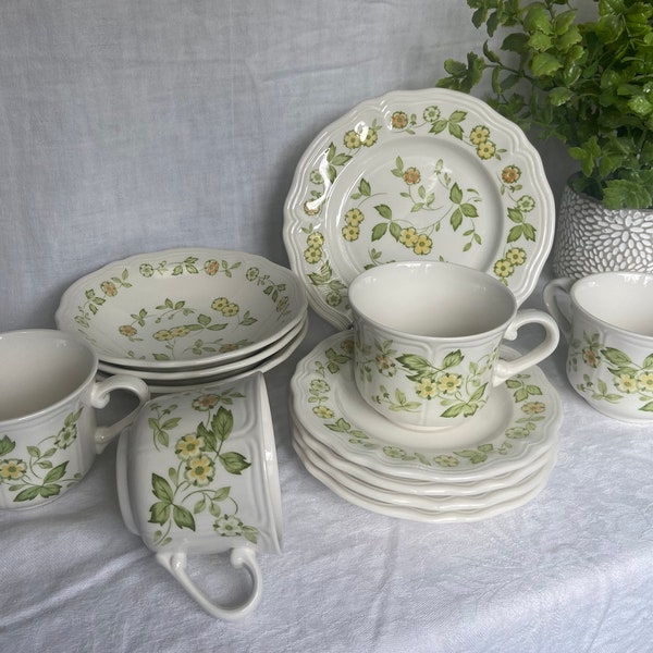 Vintage Ironstone Petite Flora Dishes Yellow and Orange Green Flowers