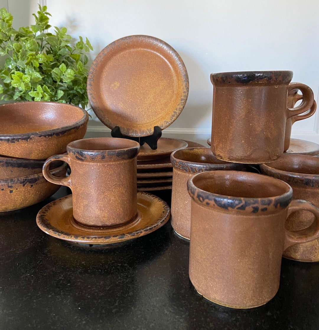Mccoy Vintage Canyon Mesa Brown Mottled Pottery Dishes Etsy