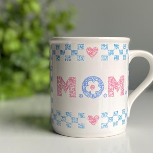 Vintage MOM Hallmark Mug Mother&#39;s Day Pink Blue