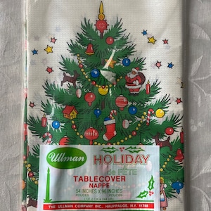 Vintage Ullman Christmas Paper Tablecloth Holiday Tree
