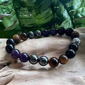 Bracelet de perles curatives en cristal véritable de 8 mm Protection Power