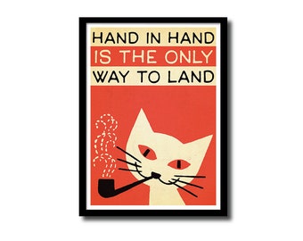The Lovecats Art Print, Vintage Style Cat Design