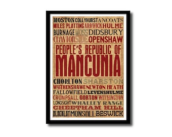 People's Republic of Mancunia typography art print