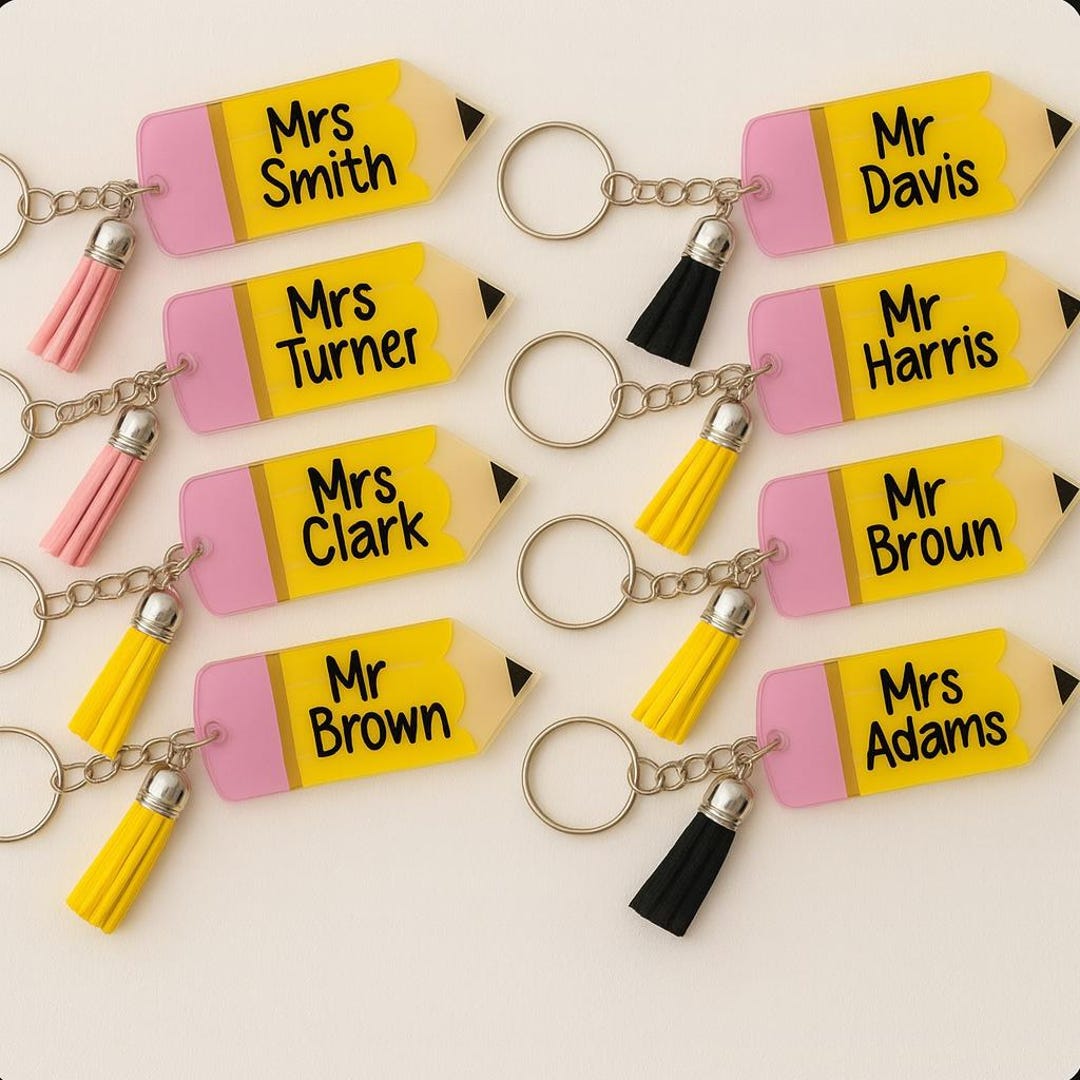 Personalized Pencil Keychain – Teacher Appreciation Gift - Etsy