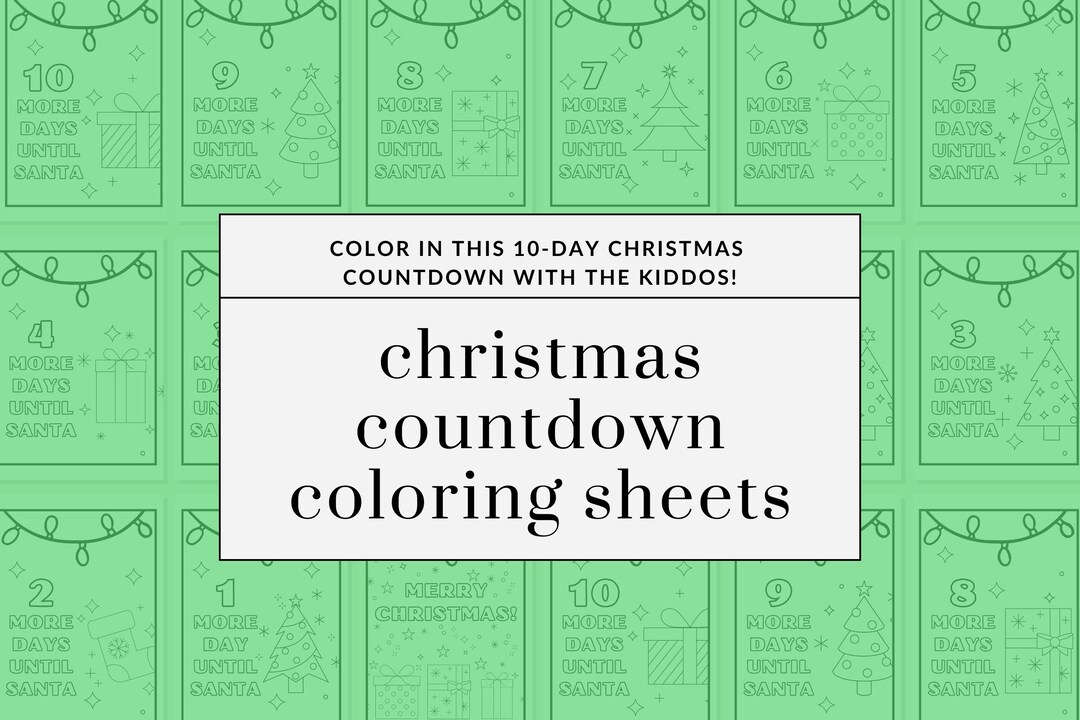 Kids Christmas Countdown Coloring Pages | Santa Elf Printables (digital ...