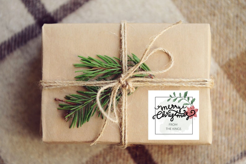 Editable Holiday Gift Tags Canva Printable Template Merry Etsy