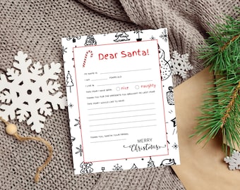 Kids Letter to Santa Printable | Christmas Wish List (Digital Download)