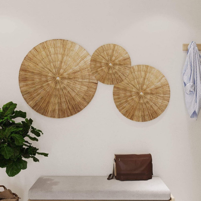 Large Wall Hanging Jute Basket, Round Handwoven Seagrass Decorative for