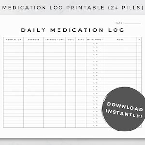 Daily Medication Log Printable, Medication Tracker Printable ...