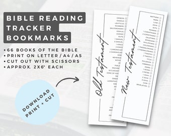 Chronological Bible Bookmark Set: Books of the Bible Reading Tracker Printable Bookmarks | Minimalist Bible Reading Log Christian Bookmarks