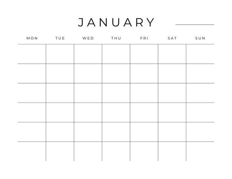 Blank Calendar Page Monthly Printable Calendar Month on - Etsy