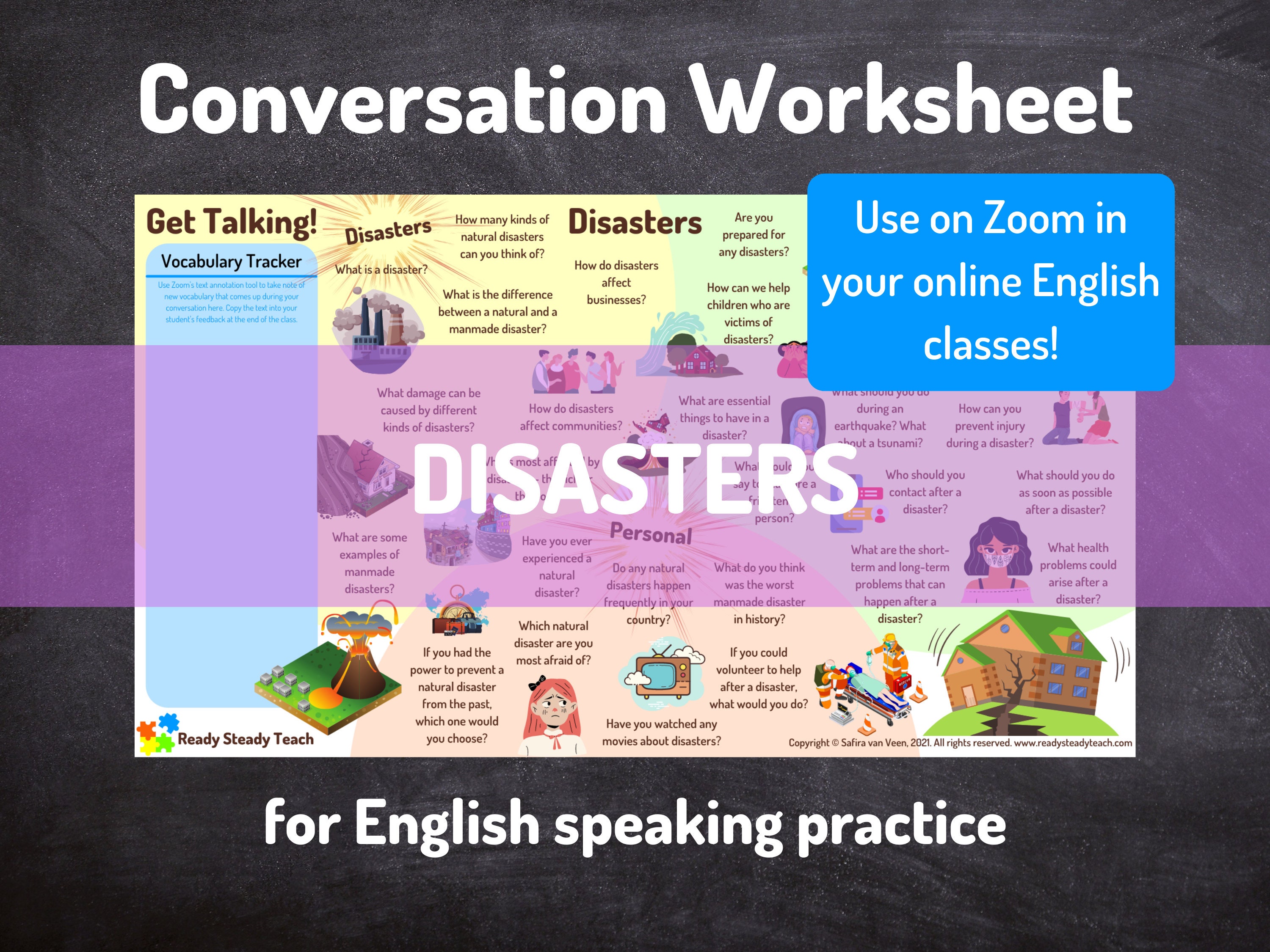 DISASTERS Conversation Worksheet for Online English / ESL Classes