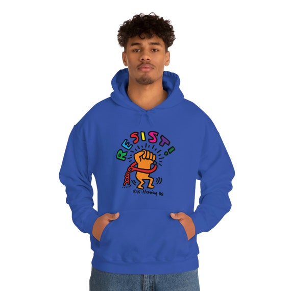 Keith Haring Resist Hoodie Sweatshirt - Etsy