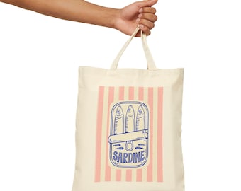 Italian Riviera Sardine Cotton Canvas Tote Bag, Summer Beach Bag