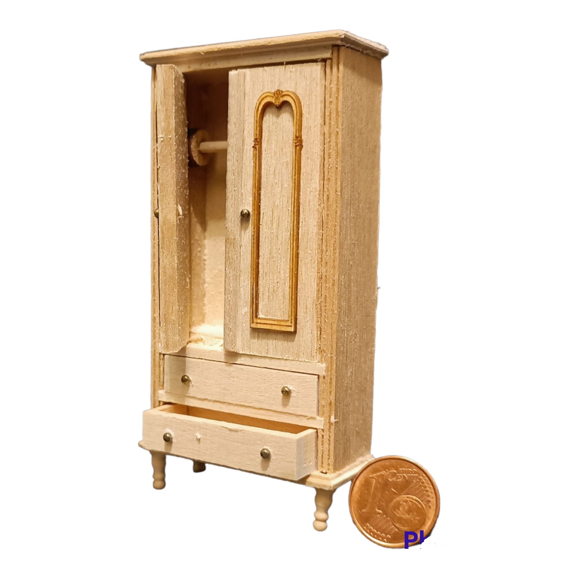 Miniature Dollhouse Unfinished Furniture 3 Pcs Set Baby Room in Half