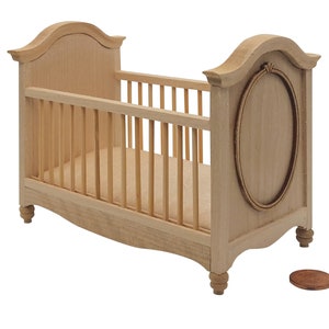 Dollhouse miniature furniture unfinished crib - code VMJ 1104