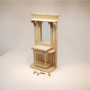 Miniature dollhouse unfinished hall stand in 1:12 scale code VMJ 2023