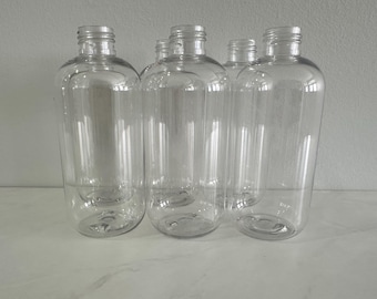 8 Unzen klare Boston Runde Flaschen | PET Nachfüllbare Kunststoffbehälter | Lotion & Öl Flaschen | 6er Pack | Kleingewerbe Bedarf